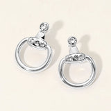 Rhinestone Paved Horsebit Drop Earrings