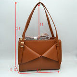 Geometric Envelope Flap Multi-Compartment Tote Bag with Long Shoulder Straps