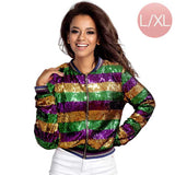 Women's Mardi Gras Sequin Zipper Jacket