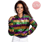 Women's Mardi Gras Sequin Zipper Jacket