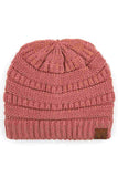 C.C Women's Ribbed Knit Solid Color Beanie