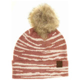 Zebra Pattern Faux Fur Pom C.C Beanie