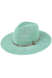 C.C Women's Multi Thread Rhinestone Trim Band Panama Hat