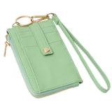 Faux Leather Basket Weave Flat Card Holder Wallet with Wristlet
