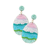 Felt Back Beaded Easter Egg Dangle Earrings