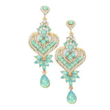 Glass Crystal Heart Teardrop Evening Earrings
