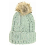KIDS Cable Ribbed Fur Pom C.C Beanie