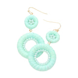 Raffia Wrapped Faceted Bead Embellished Dangle Earrings
