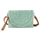 Stitch Detailed Straw Crossbody Bag