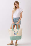 BEACH BUM Letter with Palm Tree and Drink Terry Tote Bag