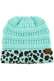 C.C Leopard Cuff Ribbed Beanie