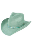 C.C Turquoise Stone with Beaded String Band Cowboy Hat