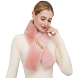 Solid Faux Fur Chain Pull Through Scarf