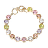 14K Gold Plated Square CZ Stone Link Evening Toggle Bracelet