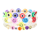 4PCS Freshwater Pearl Evil Eye Beaded Stretch Bracelets