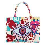 Evil Eye Hamsa Hand Printed Tote Bag