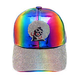 Bling Afro Girl Accented Rainbow Baseball Cap