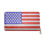 Women's Bling American USA Flag Zipper Wallet 4th of July