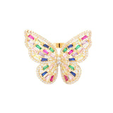CZ Glass Stone Embellished Butterfly Ring