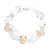 Enamel Metal Bunny Egg Flower Link Magnetic Bracelet