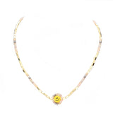 Faceted Bead Trimmed Smile Accented Necklace