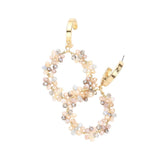 Faceted Beads Flower Circle Metal Wire Dangle Earrings