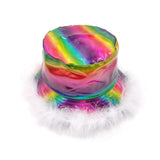 Faux Fur Trimmed Hologram Bucket Hat