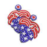Felt Back American USA Flag Beaded Dangle Earrings