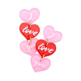 I love you Message Triple Resin Heart Link Dangle Earrings