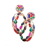 Marquise Round Rectangular Stone Cluster Evening Earrings