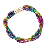 Stone Embellished Twisted Magnetic Bracelet