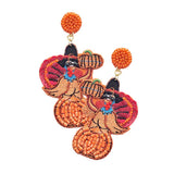 Trendy Felt Back Beaded Turkey Dangle Earrings