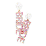 Bride Glittered Message Dangle Earrings