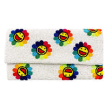 Smile Flower Seed Beaded Clutch Crossbody Bag