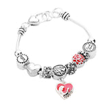 Love You Mom Charm Multi Bead Bracelet
