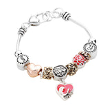 Love You Mom Charm Multi Bead Bracelet