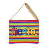 Fiesta Seed Beaded Message Clutch Crossbody Bag