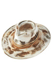 Distressed Fabric Band Rustic Vintage Cowgirl Fedora Hat