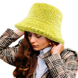 Patterned Faux Fur Solid Bucket Hat