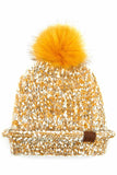 C.C Eyelash Confetti Yarn Knit Beanie With Pom