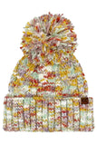 C.C Multi Color Cable Pom Cuff Beanie Winter Hat