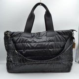 Horizontal Puffer Quilted Weekender Travel Duffel Bag with Shoulder Strap