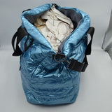Horizontal Puffer Quilted Weekender Travel Duffel Bag with Shoulder Strap