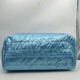 Horizontal Puffer Quilted Weekender Travel Duffel Bag with Shoulder Strap