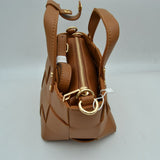 Wide Woven Basket Square Top-Handle Mini Tote Bag with Crossbody Strap