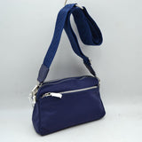 Multi-Zipper Nylon Crossbody Bag with Wide Textured Strap