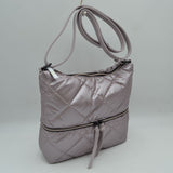 Quilted Crossbody Shoulder Bag with Front Zip Pocket and Adjustable Strap