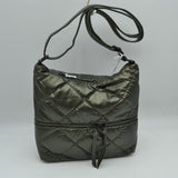 Quilted Crossbody Shoulder Bag with Front Zip Pocket and Adjustable Strap