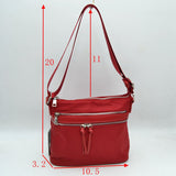 Multi Zipper Crossbody Shoulder Bag with Adjustable Long Strap