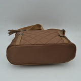 Quilted Nylon Crossbody Bag with Buckle Accents and Tassel Charm